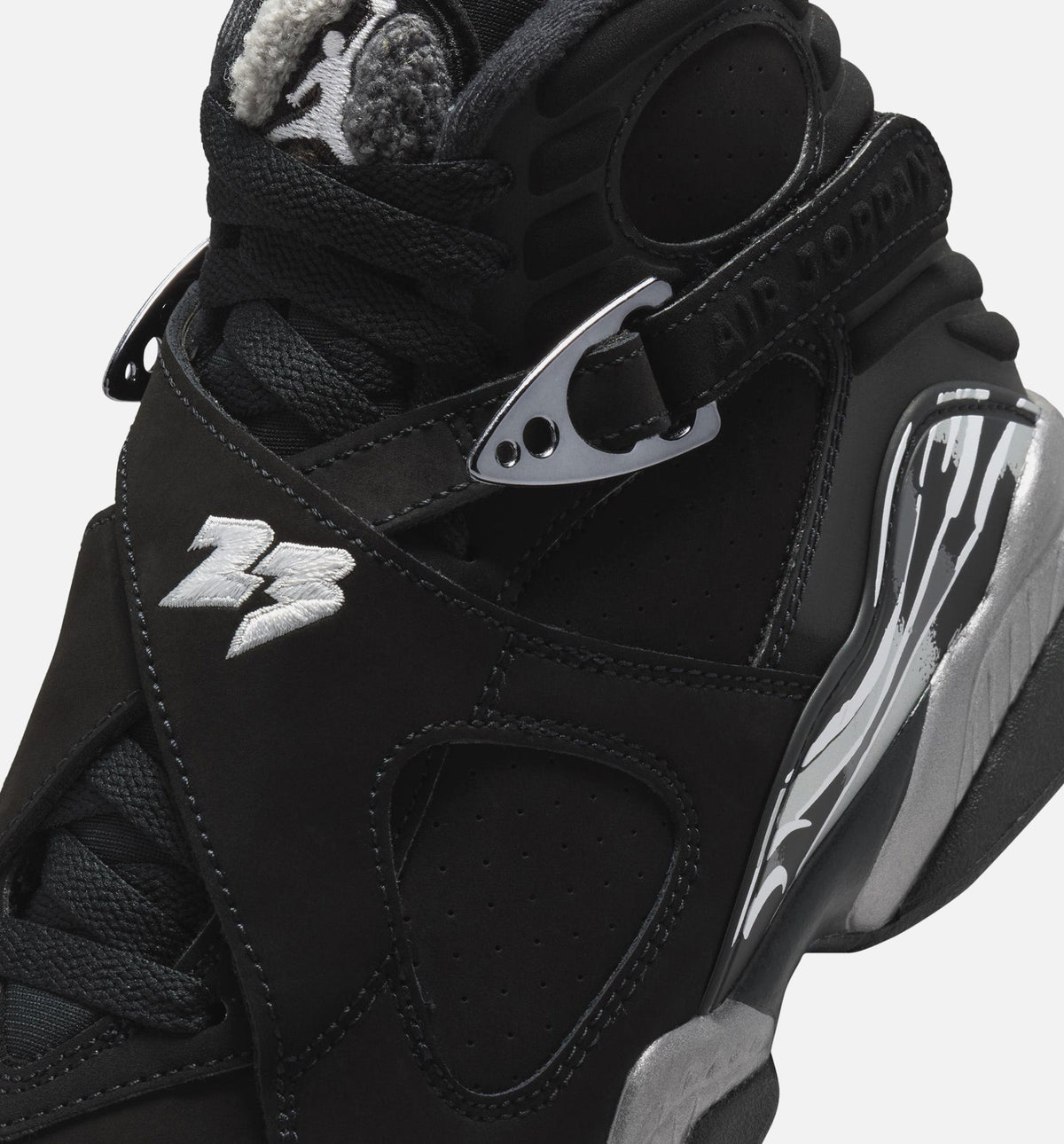 Air Jordan 8 Retro Chrome Black and Light Graphite Grade School Lifestyle Shoe