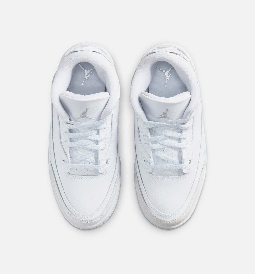 Air Jordan 3 Retro White and Silver Preschool Lifestyle Shoe