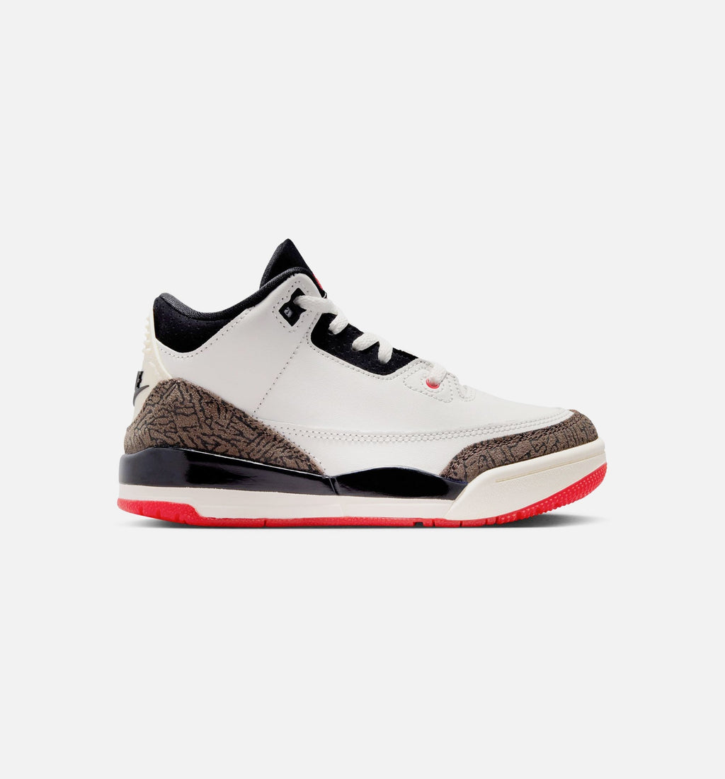 Air Jordan 3 Retro Sail and University Red Preschool Lifestyle Shoe