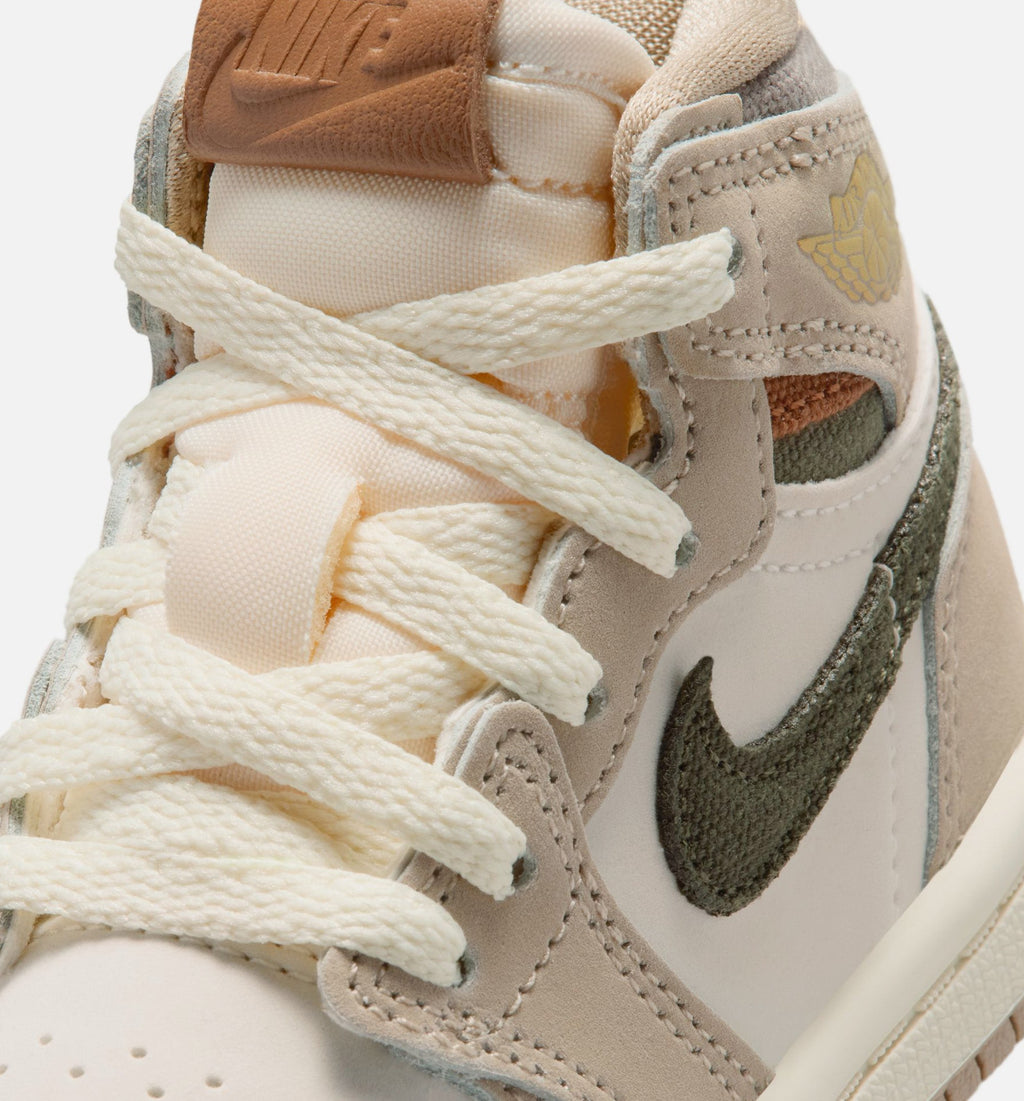 Air Jordan 1 Retro High OG Khaki Infant/Toddler Lifestyle Shoe